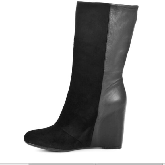 Enzo Angiolini Baki Wedge Boots Black Suede 8.5 - Picture 2 of 6